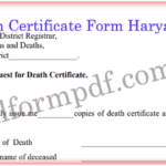 Death Certificate Form Haryana