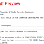 Domicile Certificate Form pdf Karnataka