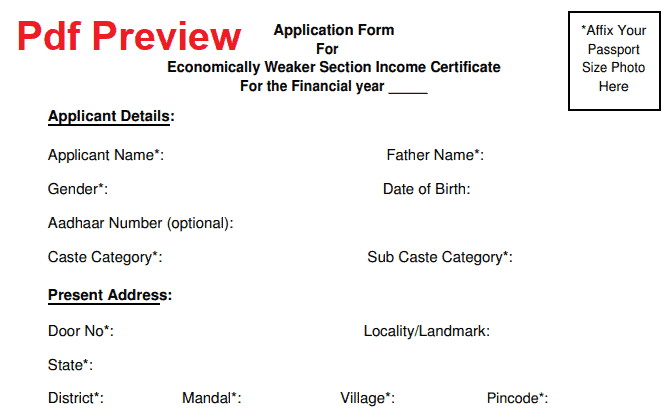 EWS Certificate Form Maharashtra