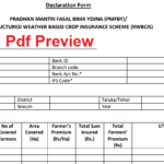 Pradhan Mantri Fasal Bima Yojana Form pdf